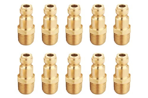 Brass 1/4 Inch NPT Male Automotive Type C, Air Hose Quick Connect Adapter, Air Coupler and Plug Kit, Air Compressor Fittings, 10pcs (Male NPT)
