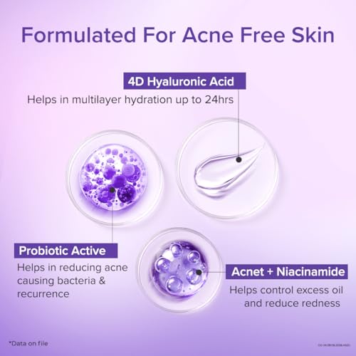Image of Dr. Reddy's Venusia Acne Moisturizing Gel For Oily & Acne Prone Skin | Ultra-light Sebum Control Formula With 5%+ Hydrating Complex, Polyglutamic Acid, 4-D Hyaluronic Acid and Ceramide | Advanced Care For Clear, Balanced & Healthy Skin | Unisex Face Gel | 60 gm