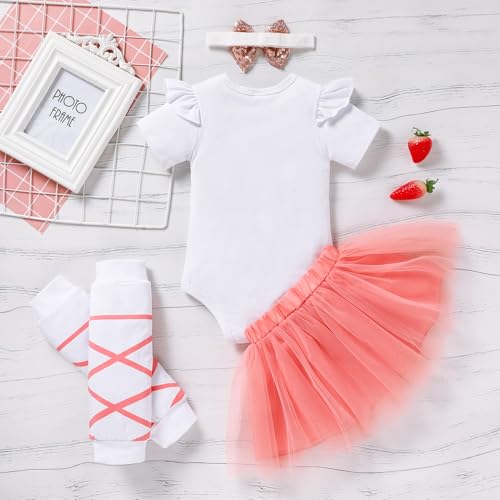Image of GRNSHTS Baby Girl Birthday Cake Smash Outfit Toddler Girl My 1st Birthday Romper Tutu Skirt with Headband Clothes Set