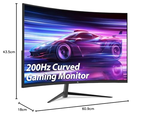 Z-Edge 27 Inch Curved Gaming Monitor 200Hz 1ms MPRT Full HD 16:9 Curved Screen 350cd/m² Brightness, Ultra-Thin Bezel, FreeSync, HDMI & DisplayPort - Black - Image 9