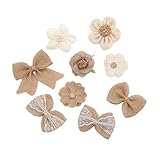 KJHBV de Flores de Yute Accesorio Natural Hechas Vintage 9 Piezas Color Caqui para de Bodas y Fiestas para Sombreros y Boutonniere