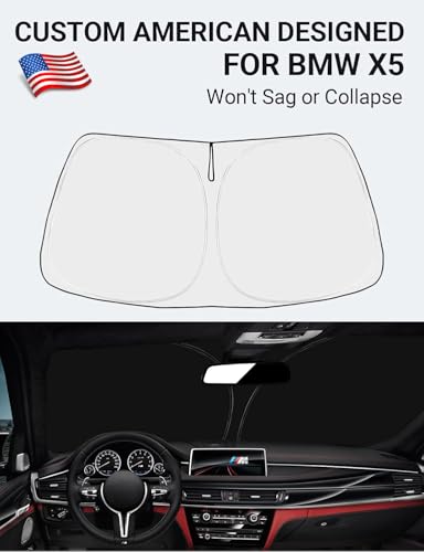 Image of Proadsy Windshield Sun Shade for BMW X5 2014-2018 Accessories Custom Fit M Sport xLine SUV 4-Layer Foldable Front Sunshade Protector Sun Visor Blocks UV Rays Keep Car Cooler