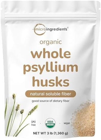 Micro Ingredients Organic Whole Psyllium Husks, 3lbs | Daily Solu...
