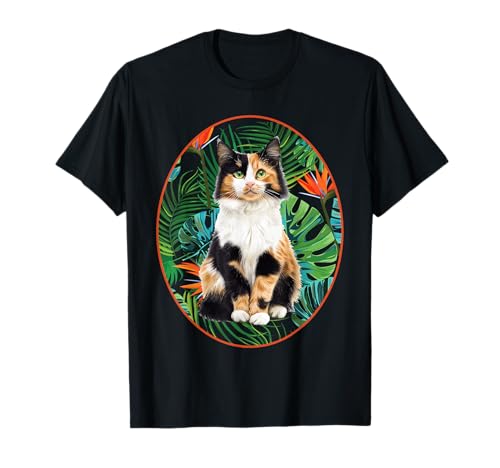 Maglietta hawaiana Calico Cat Tropical Gift Animal Lovers Maglietta