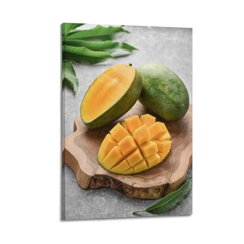 Affiche mangues vertes poster suspendu bois durable 50x75 cm
