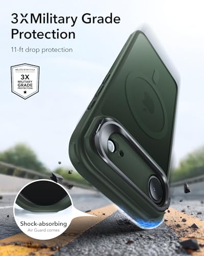 Image of ESR for iPhone Air Case with Stash Stand, Camera Control Cover Compatible with MagSafe, Military-Grade Drop Protection Magnetic Phone Case for iPhone 17 Air, Scratch-Resistant Back Cover,Frosted Green