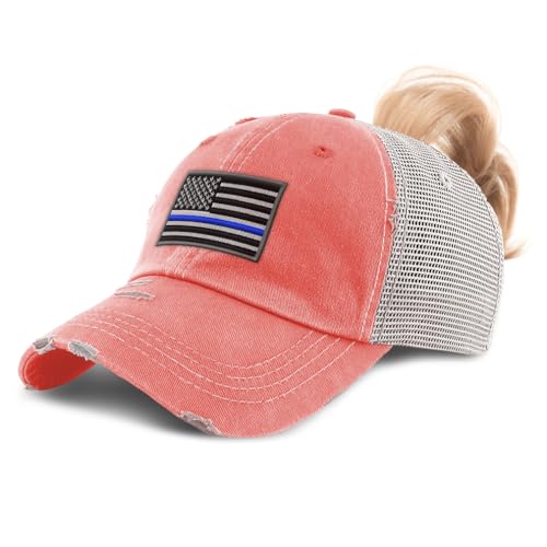 Gorra de béisbol con bandera bordada y línea azul miniatura 1