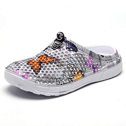 LIGHFOOT Garden Clog Shoes Beach Footwear Water bash Womens Summer Slippers 161-6Gray-38