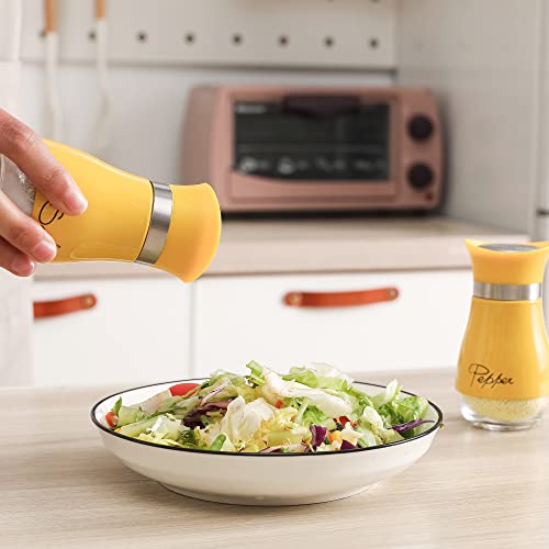 Salt And Pepper Shakers Set, Stainless Steel With Glass Bottle For Table, Rv, Camp, Bbq, Set Of 2, Yellow #TOP4