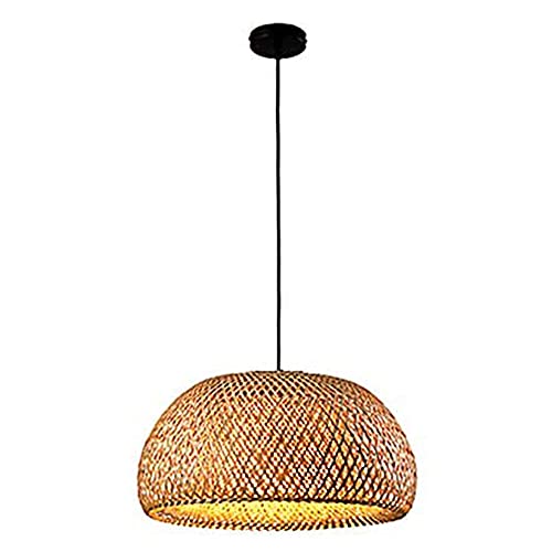 Chandelier en bambou tissé main de 38cm, lustre artisanal d'exception