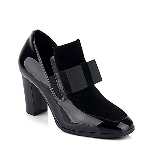 Women Mary Jane Heels Chunky Heel Bow Square Head Pumps Dress Shoes3