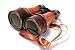 Castle Instruments Antique Victorian Marine Brass Leather Binocular Sailor Instrument London 1915 (Orange) | Fully Covered with Leather
