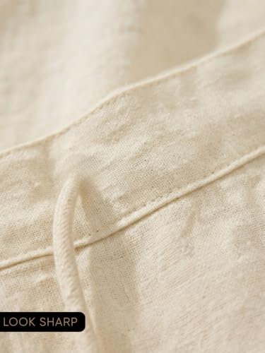 Image of GRECIILOOKS Men's Linen Trousers | Loose Fit Linen-Cotton Casual Pants for Men | Relaxed Office Wear Formal Trousers for Men | Stylish Beige & Pants