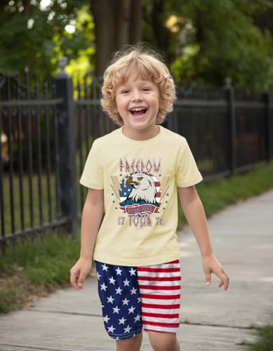 Image of Mrocioa Toddler Boy Summer Clothes 4th of July T Shirt American Flag Shorts Set Girl Stars Stripes Outfit