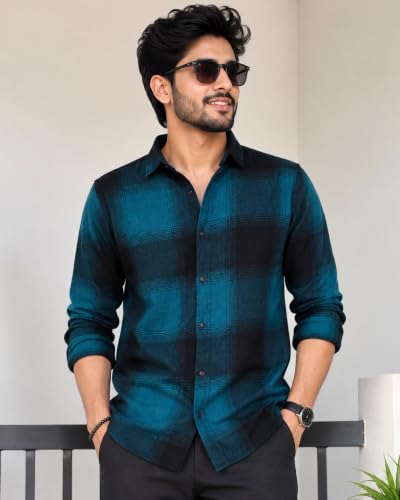 Image of Men's Flannel Plaid Check Full Sleeve Button-Down Shirt