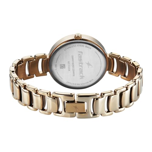 Image of Fastrack Chrome K Quartz Analog with Maroon Dial Titanium Brass Solid Strap Watch for Women - 6216QM03