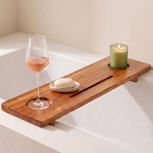 Teak Bathtub Tray for Tub 29 | Bath Tub Tray Wood for Small Tubs Bath Tray for Tub Bathtub Trays for Tub Bath Table Tray for Home Spa | Fjord by JapandiSpirit
