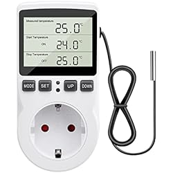 Ventilador Acuario Con Sonda Diymore 220V Digital Termostato con Sonda,Controlador de Temperatura Enchufe para Incubadora Invernadero Acuario Reptil