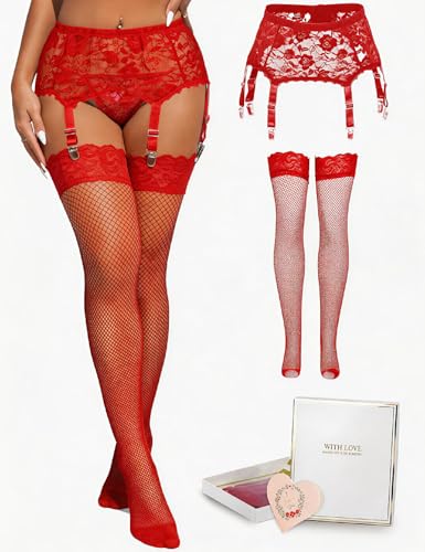 Image of ohyeah 6-Strap Easy Clip Lace Garter Belt for Thigh Highs Stockings Suspender Garter Belts Plus Size Garters Lingerie XS-4XL