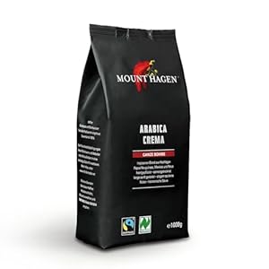 Mount Hagen Bio FT Naturland Röstkaffee Arabica Crema, 1kg ganze Bohne