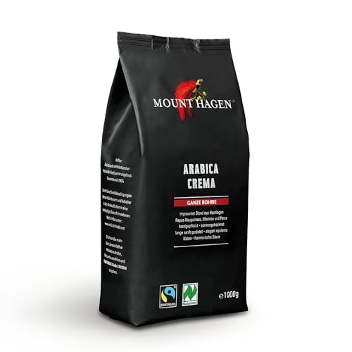 Mount Hagen Bio FT Naturland Röstkaffee Arabica Crema, 1kg ganze Bohne