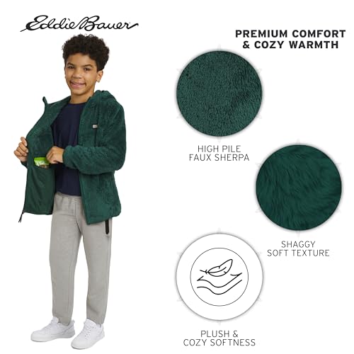 Image of Eddie Bauer Girls' Quest Plush High Pile Faux Sherpa Hooded Jacket