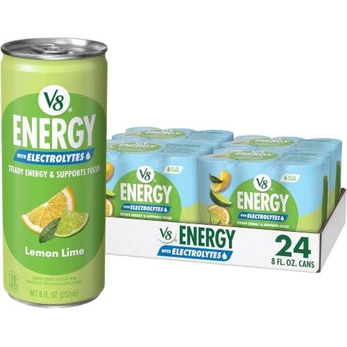 Image of V8 Energy with Electrolytes Lemon Lime Energy Drink, 8 fl oz Can (6 Count) (24 Pack)