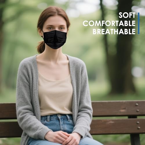 Image of NNPCBT Black Disposable Face Masks 125 Pack,3-Ply Breathable Mask For Adults,Great For Outdoors,Home, Office, School