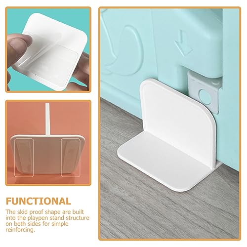 Image of SOLUSTRE 4 Pack Playpen Stabilizers Adhesive Playpen Fixator Plastic Base Feet Support Secure to Floor Baby Play Pen Stabilizer 2.75 X 2.75 X 2.16 in