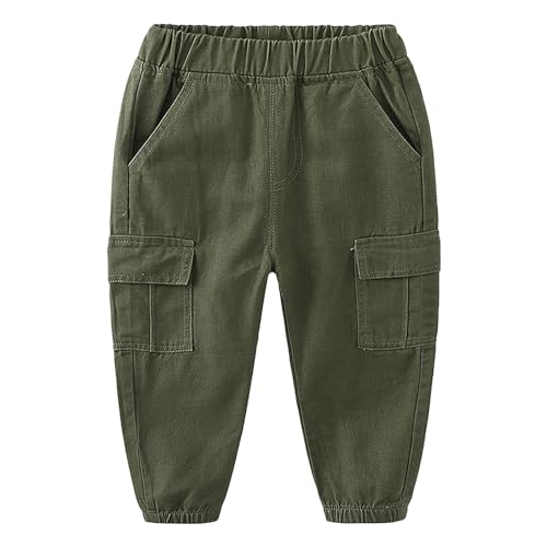 Generisch Pantalones de soild para niños pequeños, pantalones casuales para niños, ropa, Verde militar., 12-18 meses