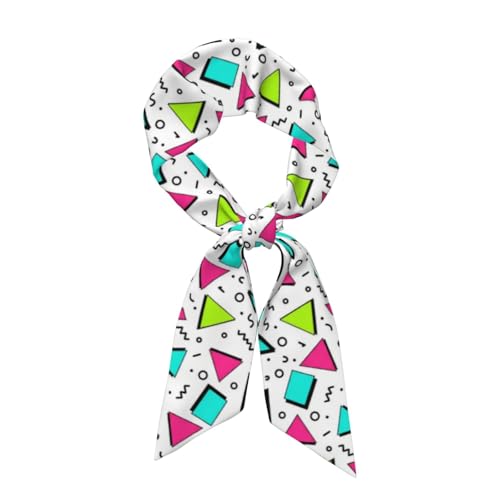 ZHXR Retro 80s Memphis Scarf Fashion Women's Neck Scarf Hair Tie Ribbon for Handbags Headband Necktie Headscarf for Lady, 47 x 3.1 Inches
