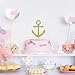 Gold Glitter Ship Anchor Cake Topper - for Baby Shower/Nautical Themed Party/Navy Themed Bon Voyage/Navy Wedding Party Decorations Supplies