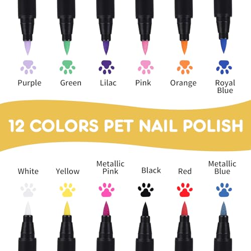 Image of Dog Nail Polish Pens Quick Dry,12 Colors Pet Nail Polish Kit for Dogs,Cats or Birds,Dog Safe Nail Polish and Easy to Apply,Nail Polish Pens for Dogs, Christmas Dog Nail Polish,Ideal Gifts for Dog
