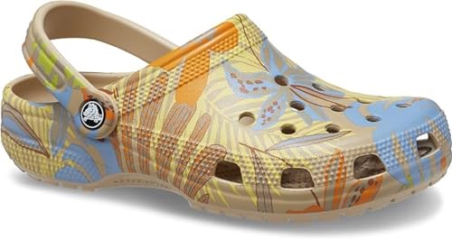 Image of Crocs Unisex-Adult Classic Graphic Clogs, Chai /Multi, 9 Men /11 Women M US