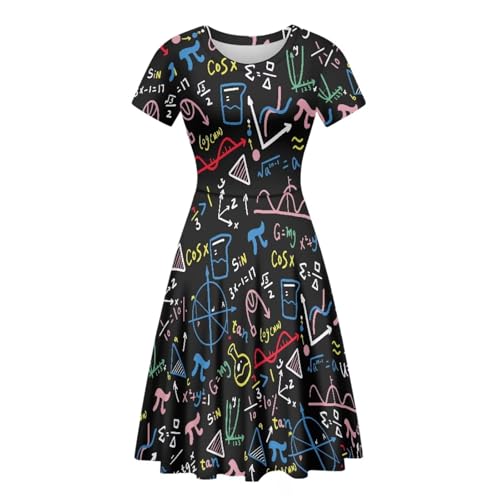 Image of Forchrinse Native Aztec Style Black White Geometric Women's Midi Dress Casual Long Dress Round Neck Swing Dress