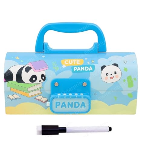 Image of WORSHIPER Panda Pencil Case Suitcase Style Password Lock Pencil Case, Multi-Layer Pencil Box for Kids, Boys, Girls, Stationary Organizer Box, Birthday Return Gift for Kids(Panda Theme)