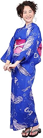 ゆかた屋hiyori オリジナル変わり織浴衣 浅瀬に海月 レディース 浴衣 通販 Amazon