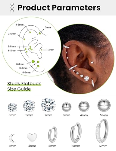 11 Pairs Surgical Steel Earrings Sets for Multiple Piercing Lightweight Small Huggie Hoop Earrings CZ Stud Earrings for Women Cartilage Trendy Hypoallergenic free combination（gold/silver/roes)4