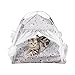 laamei Tienda de Campaña para Gatos/Perros Cama Portátil de Lona para Mascotas Camas para Gatos Cama para Mascotas Estilo Floral Lavable Extraíble con Cojín para Gatos(Gris，38*38*39CM)