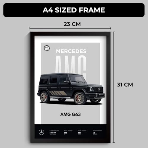 Image of Mercedes G Wagon Poster | Framed G Wagon A4 Sized (31 x 23 cm) | Car Posters for Wall, Gift for Boys, Mercedes G 63 Frame | Mafia SUV Frames | Car Poster for Wall, Bedroom, Hostel, Study Room (F 005)