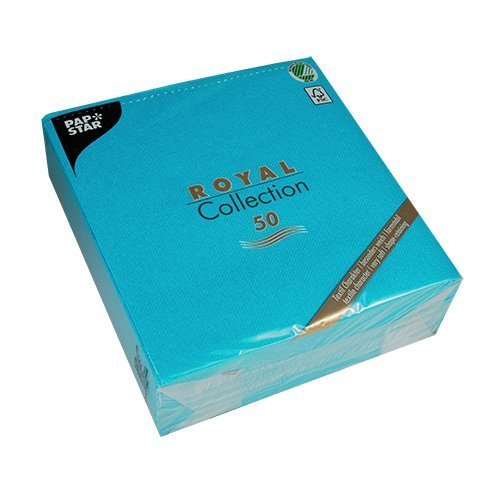 Papstar Royal Collection 81748 Serviettes with 1/4 Fold 40 x 40 cm Turquoise Pack of 50