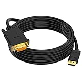 Seefeful (in) DisplayPort to (Out) VGA Adapter DP to VGA Cable Male to Male Gold-Plated for Computer, Laptop, Monitor, TV, Projector (NOT Bidirectional) (6 Feet) (DisplayPort to VGA (6 Feet))