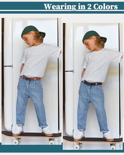 AWAYTR Boys Reversible Belt for Kids - Black and Brown PU Leather Dress Belts for School Uniform Jeans3