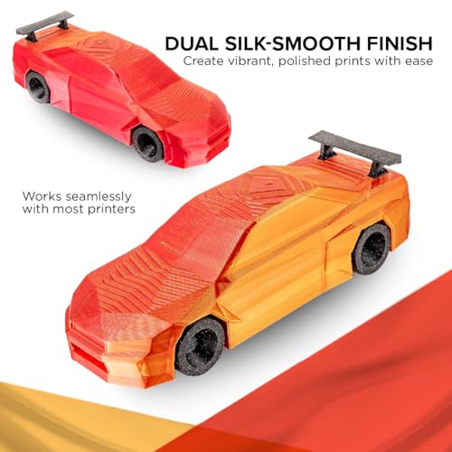 Image of Polymaker Panchroma Dual Silk PLA 3D Printing Filament, 1.75mm 1kg, Silk Sunset (Gold-Red), New and Improved Formula, Better Strength, Printing Speed & Clog-Free, Works in Most FDM 3D Printers
