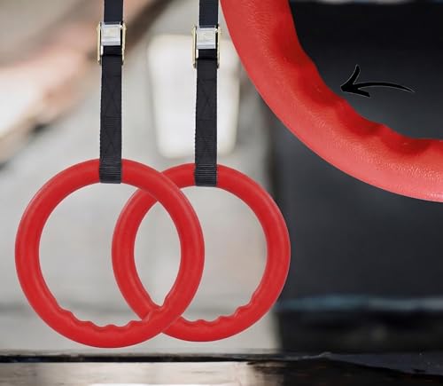 Image of Gymnastic ABS Rings with Heavy Duty Adjustable Strap Capacity with 14.5ft Adjustable Buckle Straps for Cross Fitness Functional Training for Home Gym Full Body Workout