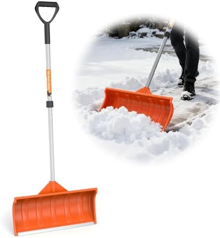 Snow Pusher, 24-inch Wide Snow Shovel for Driveway, Snow Removal ...