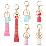 4 PCS Lip Balm Keyring Cap for Summer Fridays 0.5 oz, Portable Lipgloss Keychain Compatible with LANGIGE Lip Balms 0.35 oz, Cute Key Chain Accessories (No Balm Included)