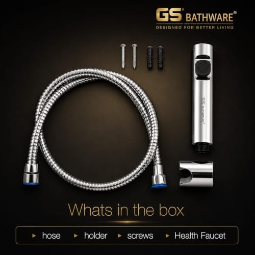Image of Health Faucet Complete Set with 1 Meter SS Hose Pipe & Wall Hook | Jet Spray for Toilet | Dual Flow (Rain & Stream) | High Pressure Hand Bidet Sprayer | Premium ABS Body | Chrome Finish