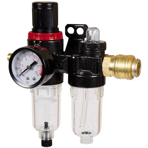 Original Einhell Kombiwartungseinheit mit Öler (Kompressor-Zubehör, Anschluss R 1/4", integriertes Manometer für Betriebsdruck, max. Eingangsdruck 10 bar)