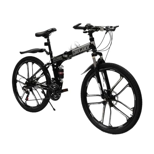 BJTDLLX Bicicleta plegable para adultos, 26 pulgadas, 21 marchas, bicicleta plegable, doble disco de freno de disco Deluxe, bicicleta plegable, altura ajustable, horquilla de suspensión, bicicleta de